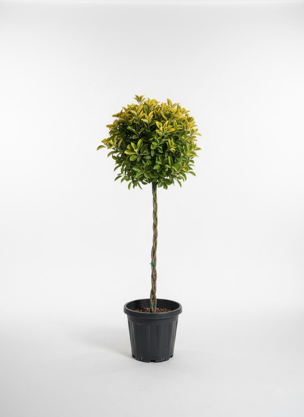 Euonymus japonicus 'Aureus' braided-stem standard